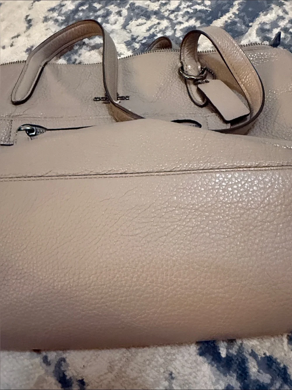 Coach Pebbled Leather Tote in Taupe Gray